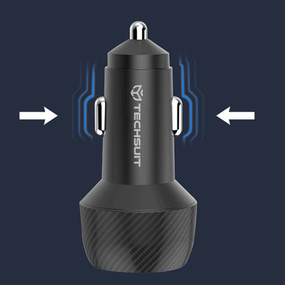 Auto punjač Techsuit C7 CarbonVolt, 48W, 3A, 1 x USB-A - 1 x USB-C, Crni