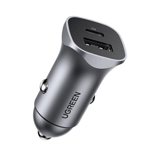 Auto punjač UGREEN CD130, 24W, 3A, 1 x USB-A - 1 x USB-C, Sivi