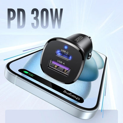 Auto punjač UGREEN EC305, 30W, 3A, 1 x USB-A - 1 x USB-C, Crni