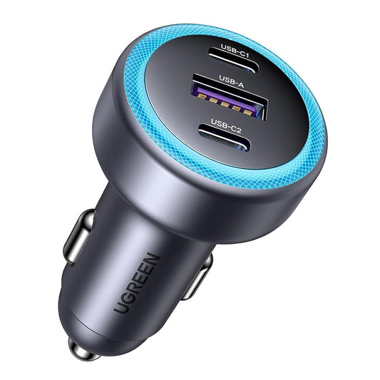 Auto punjač UGREEN EC307, 30W, 3A, 1 x USB-A - 2 x USB-C, Sivi