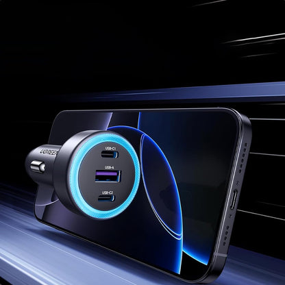 Auto punjač UGREEN EC307, 30W, 3A, 1 x USB-A - 2 x USB-C, Sivi