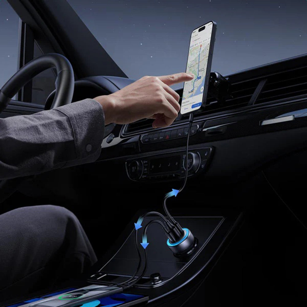 Auto punjač UGREEN EC307, 30W, 3A, 1 x USB-A - 2 x USB-C, Sivi