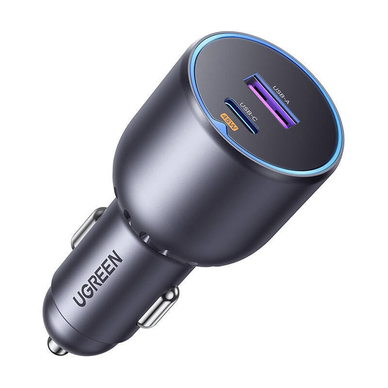 Auto punjač UGREEN EC701, 63W, 3A, 1 x USB-A - 1 x USB-C, Crni