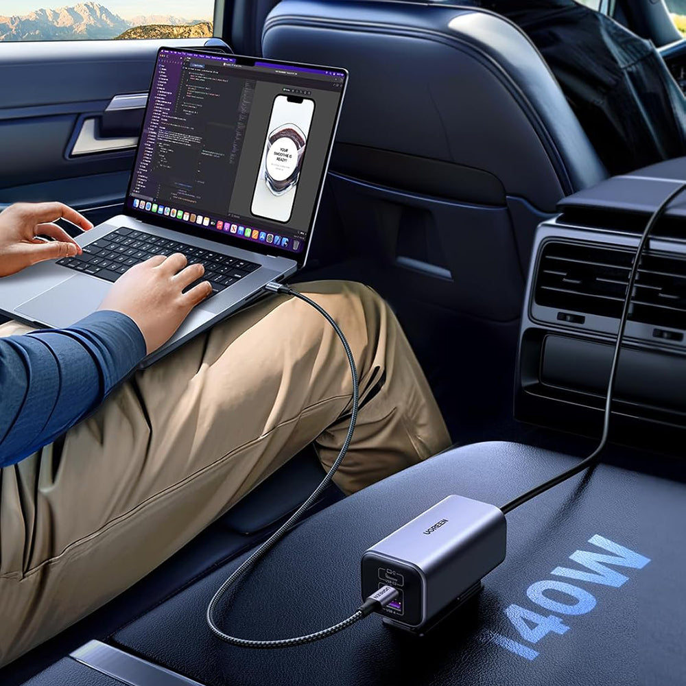 Auto punjač UGREEN EC706, 150W, 5A, 1 x USB-A - 3 x USB-C, Crni