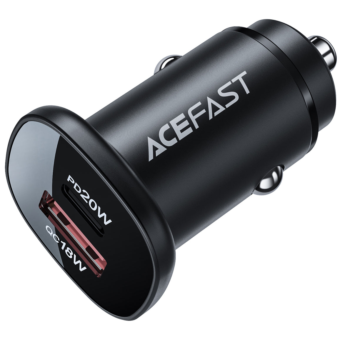 Auto punjač Acefast B1, 38W, 3A, 1 x USB-A - 1 x USB-C, Crni