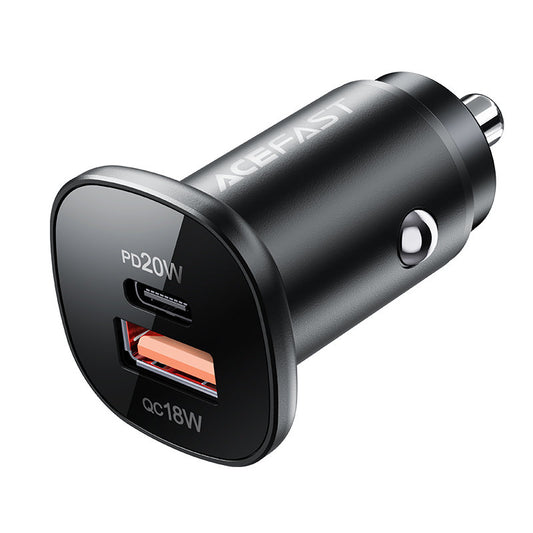 Auto punjač Acefast B1, 38W, 3A, 1 x USB-A - 1 x USB-C, Crni