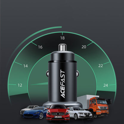 Auto punjač Acefast B1, 38W, 3A, 1 x USB-A - 1 x USB-C, Crni