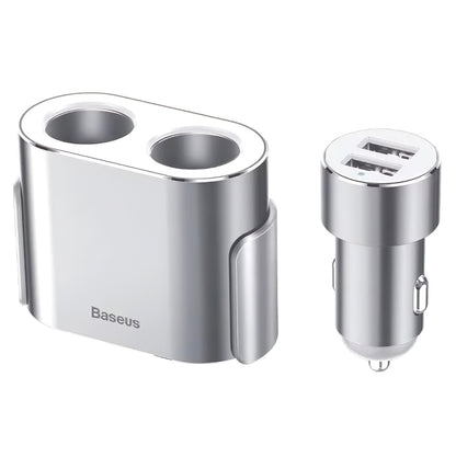Auto punjač Baseus visoke učinkovitosti, 95W, 2.1A, 2 x produžetak upaljača - 2 x USB-A, Srebrni CRDYQ-0S