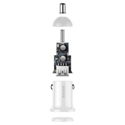 Car Charger Baseus Grain Pro, 24W, 2.4A, 2 x USB-A, White CCALLP-02 