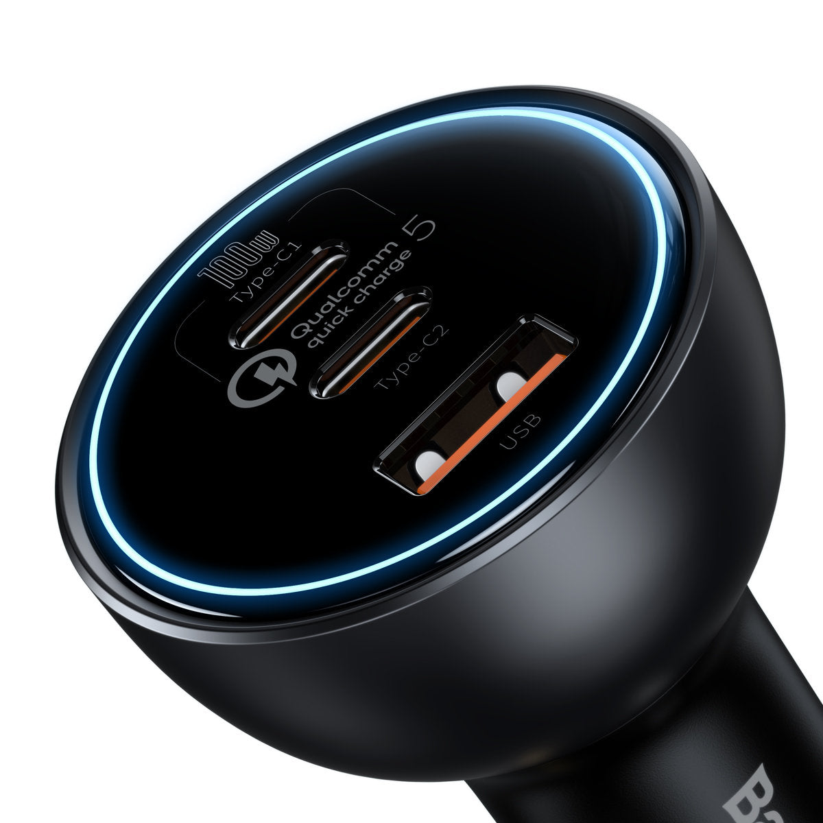 Auto punjač s USB-C kabelom Baseus Qualcomm, 160W, 3A, 1 x USB-A - 2 x USB-C, Sivi TZCCZM-0G