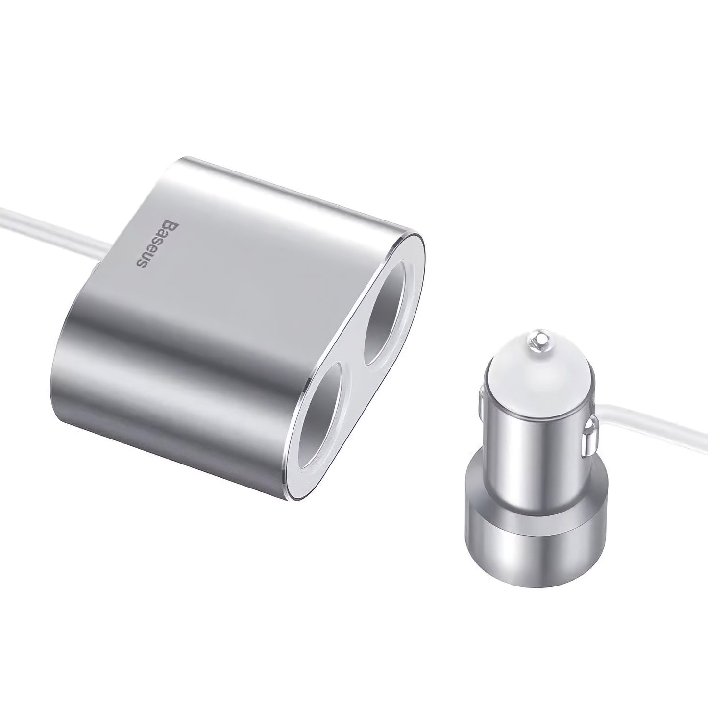 Auto punjač Baseus visoke učinkovitosti, 95W, 2.1A, 2 x produžetak upaljača - 2 x USB-A, Srebrni CRDYQ-0S