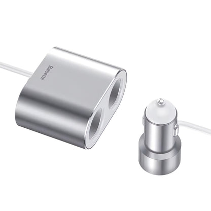 Auto punjač Baseus visoke učinkovitosti, 95W, 2.1A, 2 x produžetak upaljača - 2 x USB-A, Srebrni CRDYQ-0S