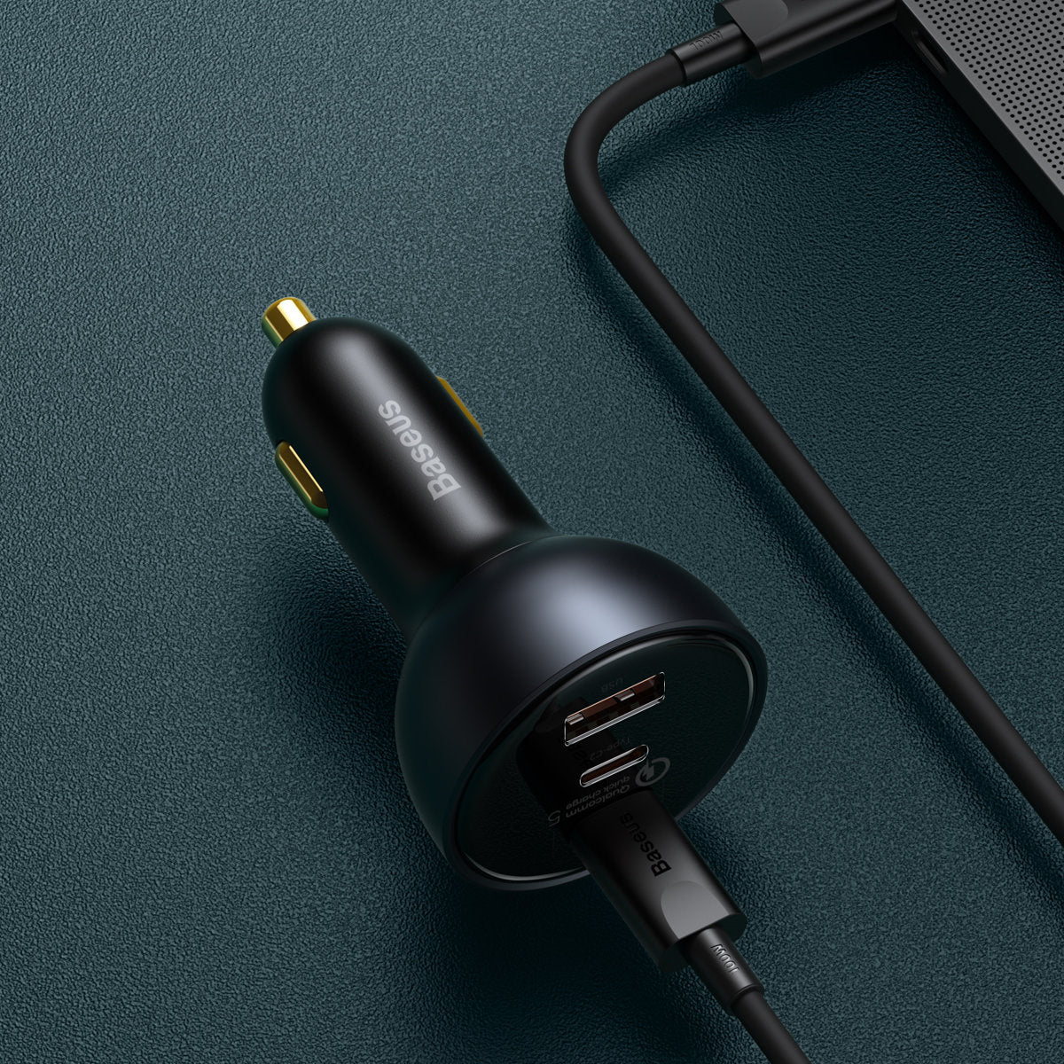 Auto punjač s USB-C kabelom Baseus Qualcomm, 160W, 3A, 1 x USB-A - 2 x USB-C, Sivi TZCCZM-0G