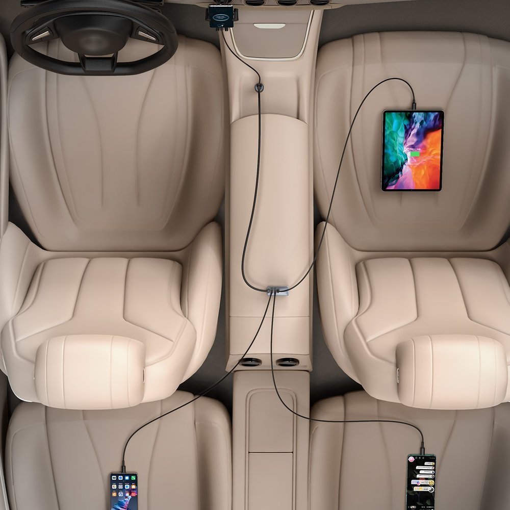 Auto punjač Baseus Share Together, 120W, 3A, 3 x USB-A - 1 x USB-C, Sivi CCBT-B0G