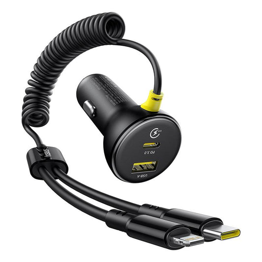 Auto punjač s USB-C / Lightning kabelom Baseus Circular, 60W, 3A, 1 x USB-A - 1 x USB-C, Crni C00035902121-00