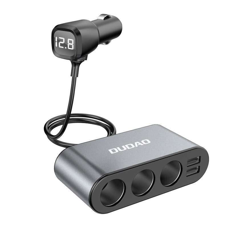Produžetak za upaljač Dudao R1 Pro, 3 izlaza, 2 x USB-A, Zaslon