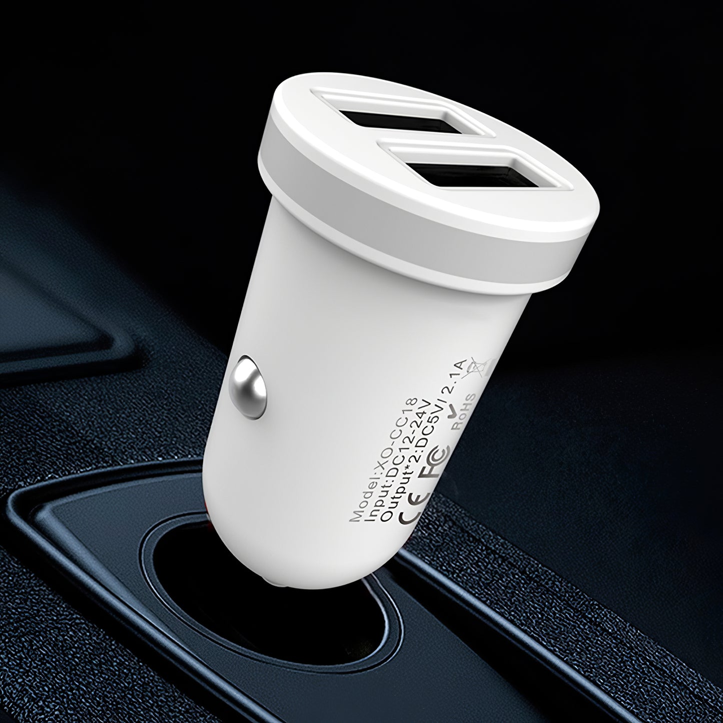 Auto punjač XO Design CC-18, 10.5W, 2.1A, 2 x USB-A, Bijeli