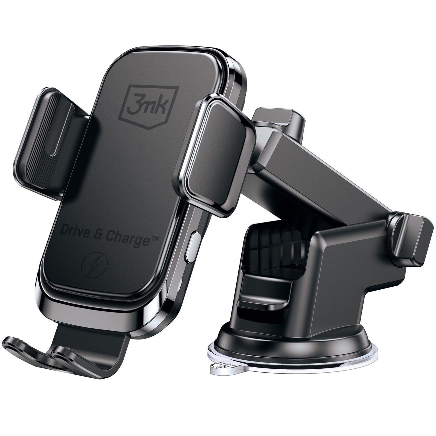 Auto punjač Wireless 3MK Drive&Charge, 15W, 1.67A, Crni
