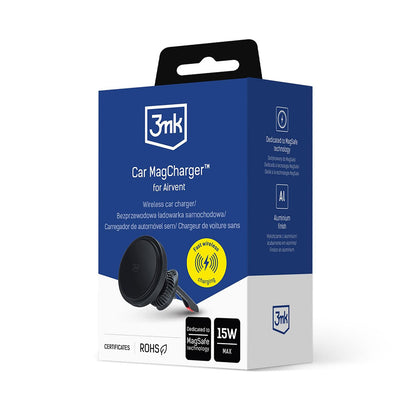 Bežični auto punjač 3MK, 15W, 1.67A, Crni