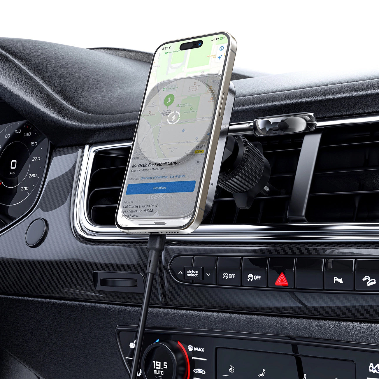 Auto punjač Acefast D18 2u1, 15W, 1.67A, Crni