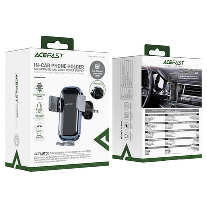 Auto punjač Acefast D39 s solarnim panelom, 15W, 1.67A, Crni