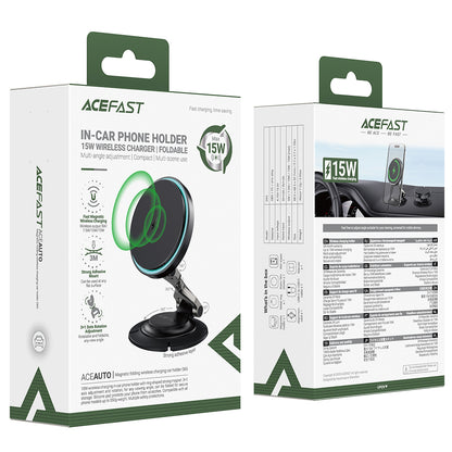 Auto punjač bežični Acefast D65, 15W, 1.67A, Crni