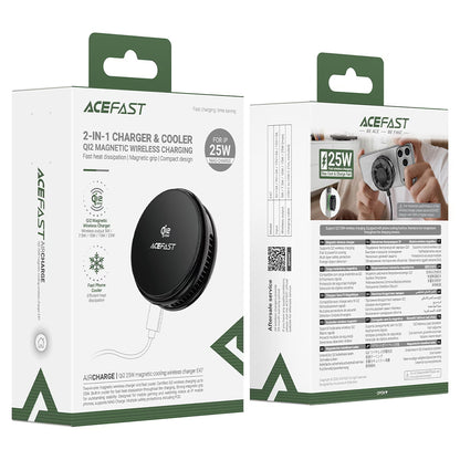 Bežični mrežni punjač Acefast E47 2u1, 25W, Crni
