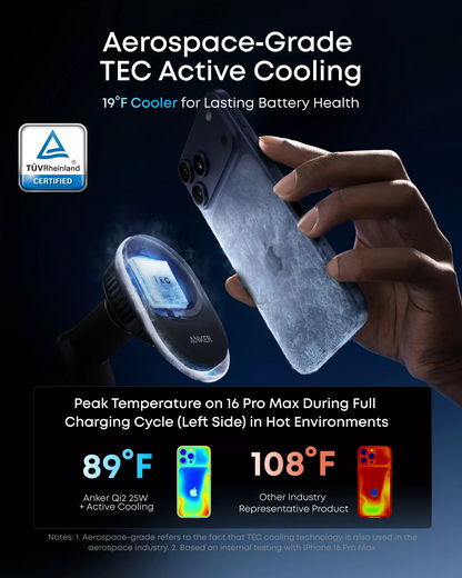 Auto punjač Anker Prime MagGo AirCool, 25W, Crni B2933H11