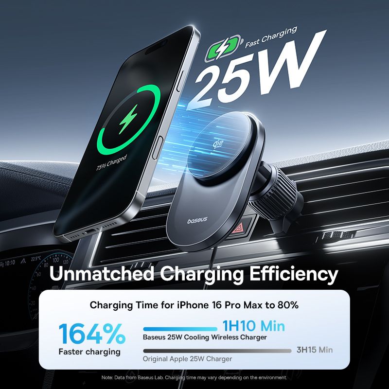Bežični auto punjač Baseus PrimeTrip VC2 Pro, 25W, Crni C0013N00