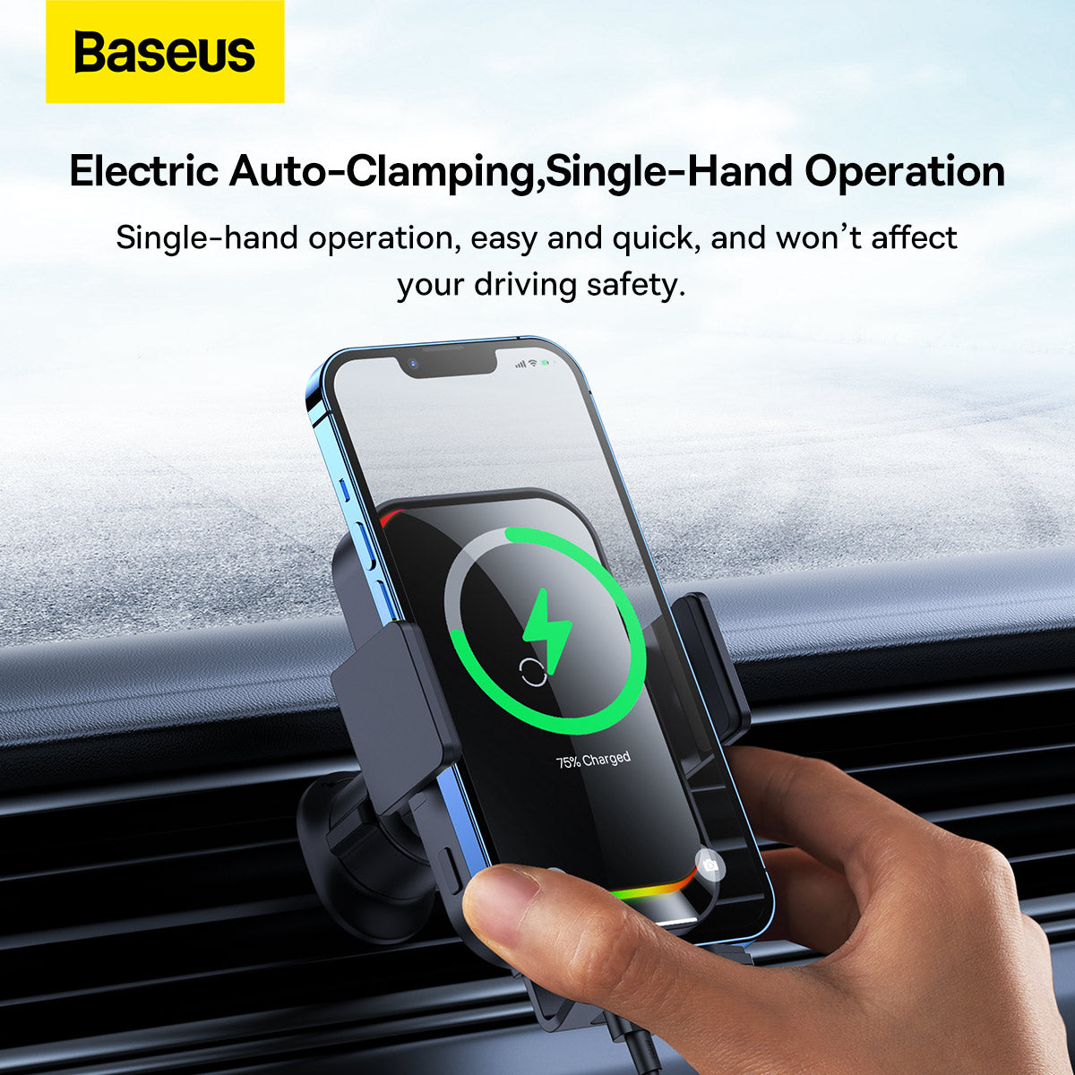 Auto punjač Baseus Halo, bežični, 15W, 1.67A, crni SUDD000001