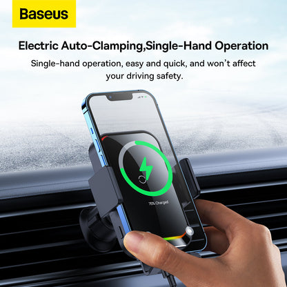 Auto punjač Baseus Halo, bežični, 15W, 1.67A, crni SUDD000001