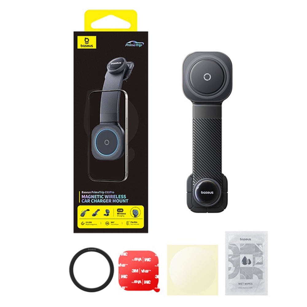 Bežični auto punjač Baseus PrimeTrip C03 Pro, 15W, 1.67A, Crni C0013701