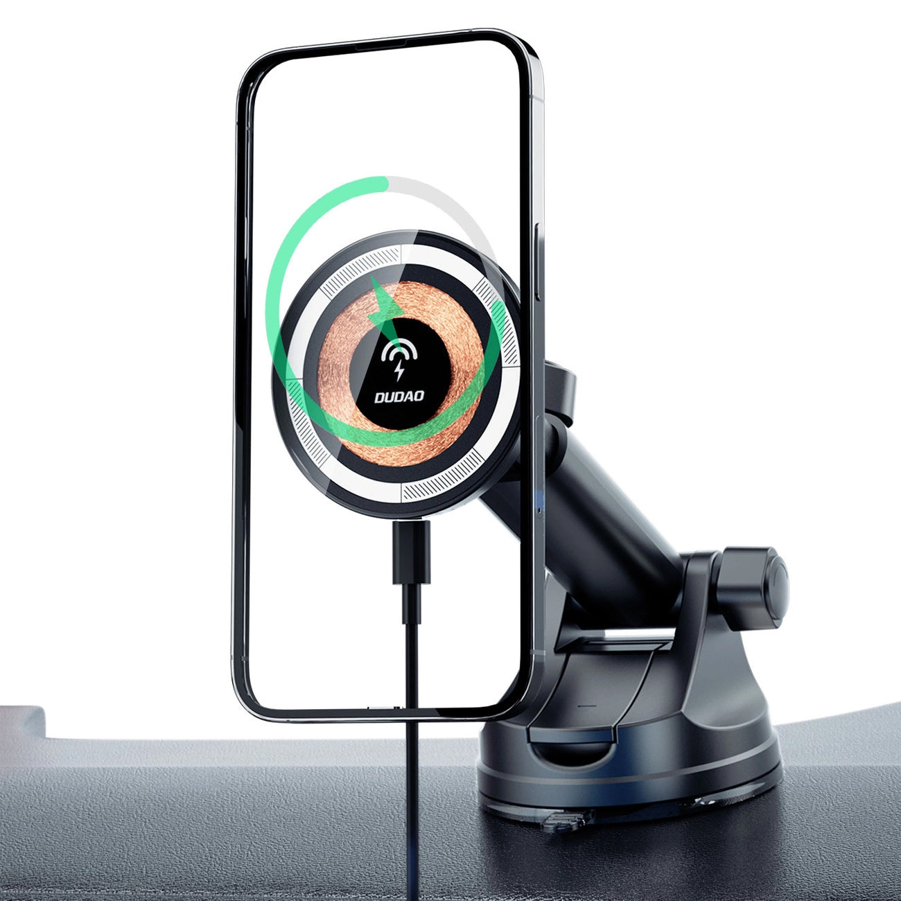 Bežični auto punjač Dudao F12MAX+, 15W, 1.67A, crni