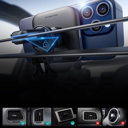 Bežični auto punjač ESR HaloLock Vent, 15W, 1.67A, Crni