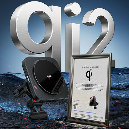 Bežični auto punjač ESR HaloLock Vent, 15W, 1.67A, Crni