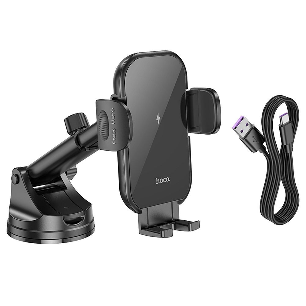 Bežični auto punjač HOCO HW5, 15W, 1.67A, Crni