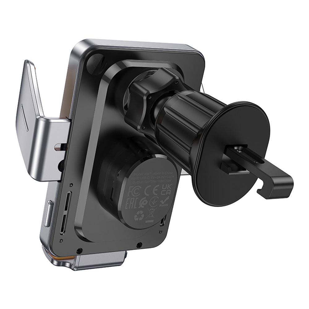 Bežični auto punjač HOCO HW7, 15W, 1.67A, Crni