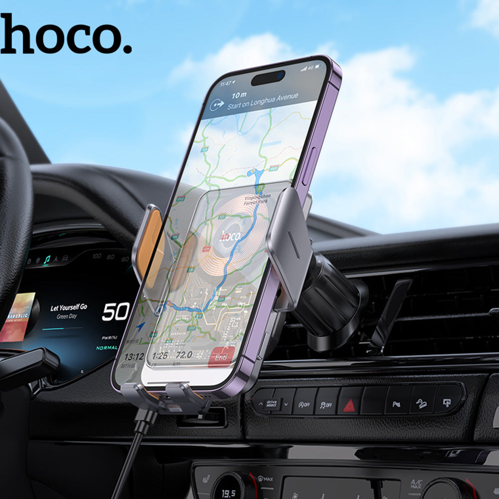 Bežični auto punjač HOCO HW7, 15W, 1.67A, Crni