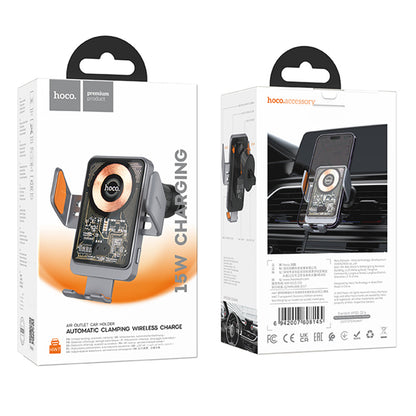 Bežični auto punjač HOCO HW7, 15W, 1.67A, Crni