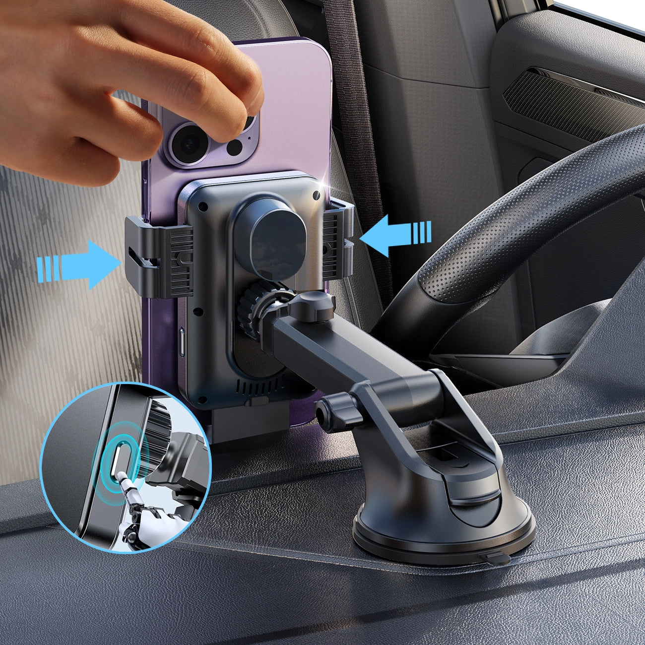 Bežični auto punjač Joyroom JR-ZS219, 15W, 1.67A, Crni