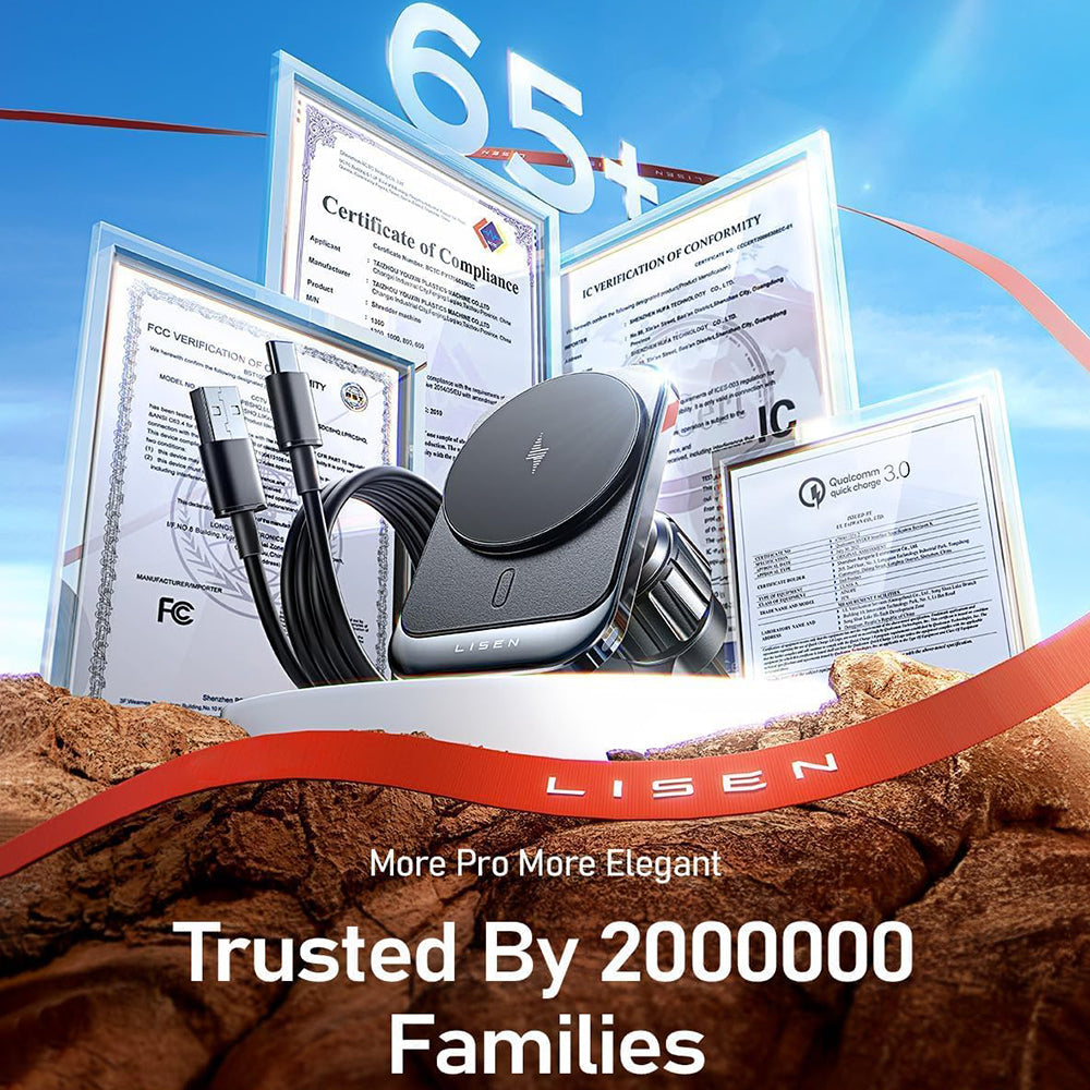 Auto punjač Lisen Wireless, 15W, 1.67A, Crni YL0223070009