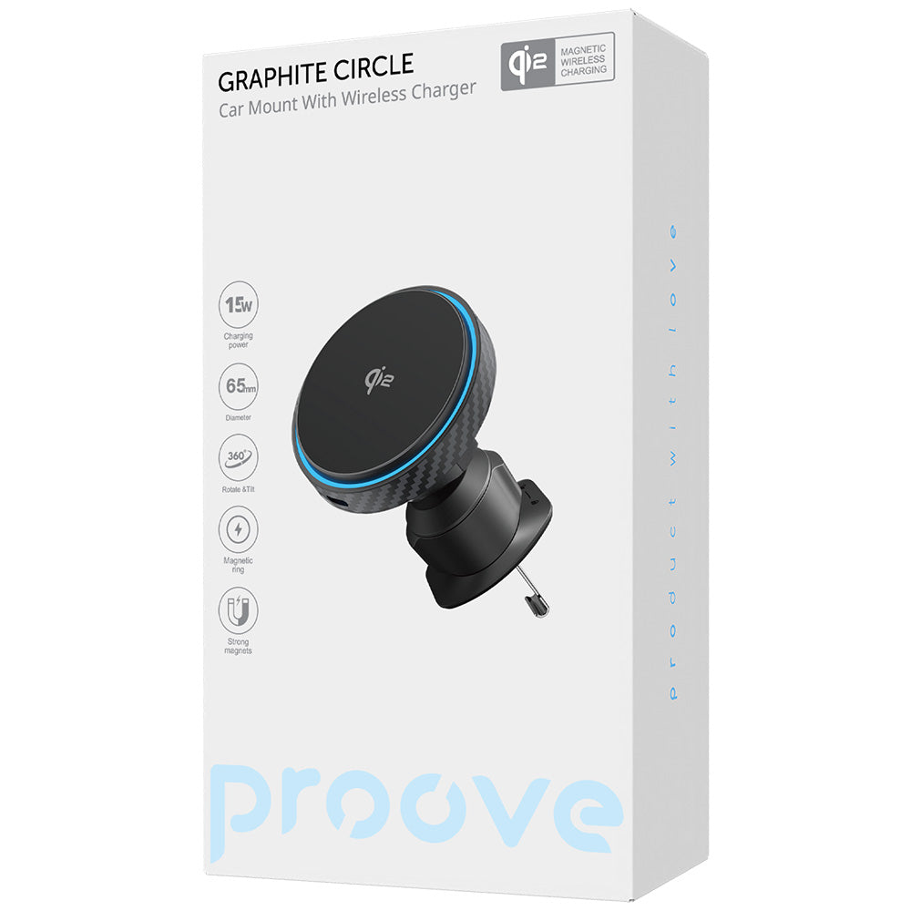 Auto punjač Wireless Proove Graphite Circle, 15W, 1.67A, Crni WHGC15010001
