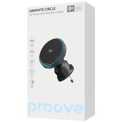 Auto punjač Wireless Proove Graphite Circle, 15W, 1.67A, Crni WHGC15010001