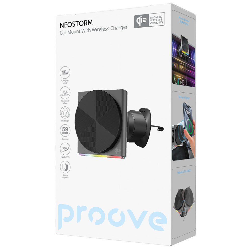 Auto punjač Proove Neostorm Wireless, 15W, 1.67A, Sivi WHNS15002003