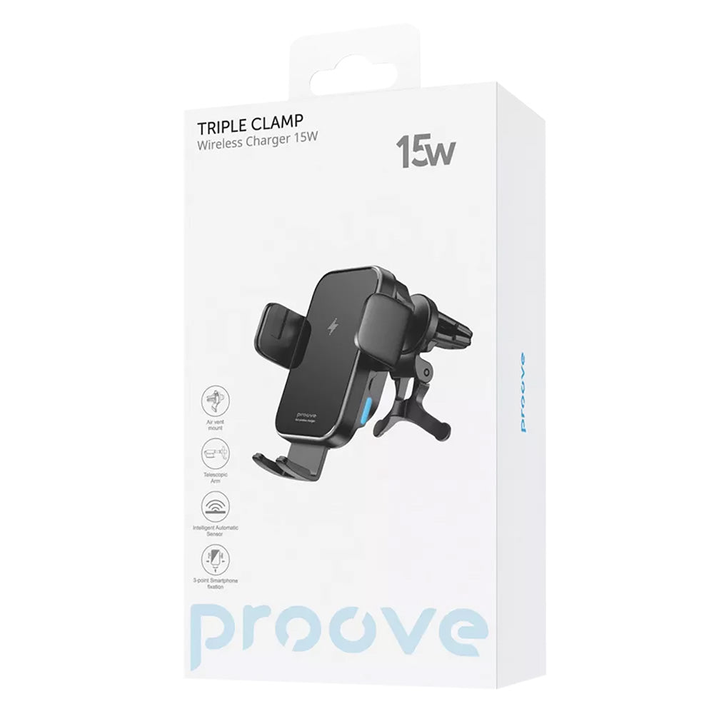 Auto punjač Proove Triple Clamp, 15W, 1.67A, Crni WHTC15010001