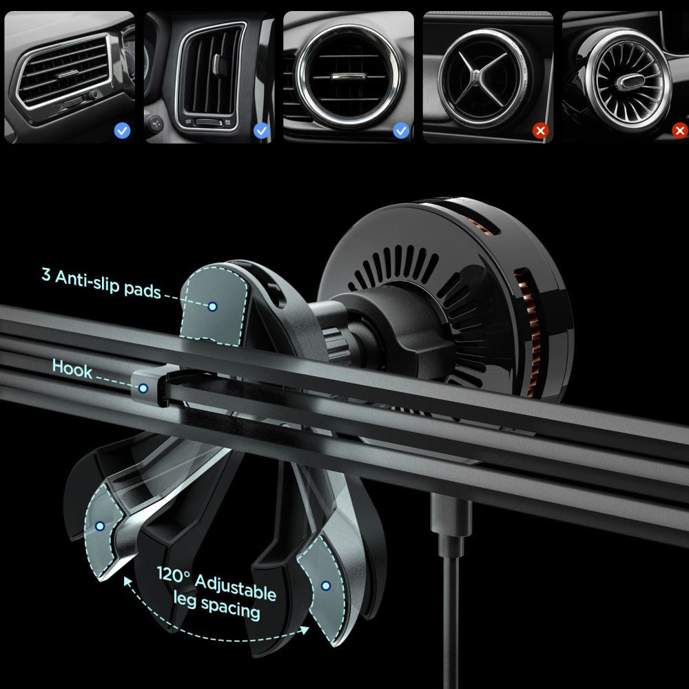 Bežični auto punjač Spigen Essential, 25W, 1.67A, Crni