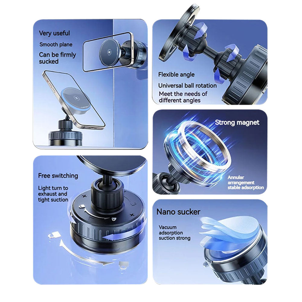 Auto punjač bez žica Techsuit HOLD253, 15W, 1.67A, Crni