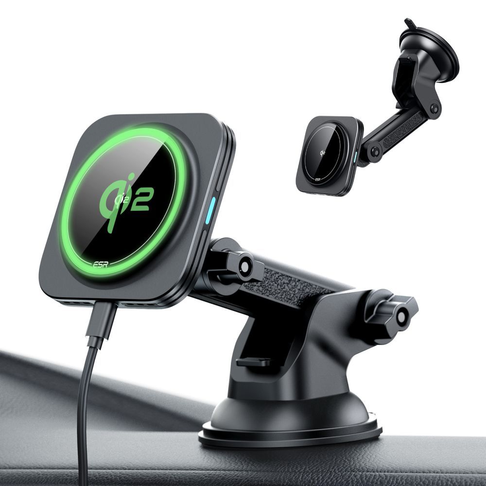 Bežični auto punjač ESR Halolock Dash, 15W, 1.67A, Crni