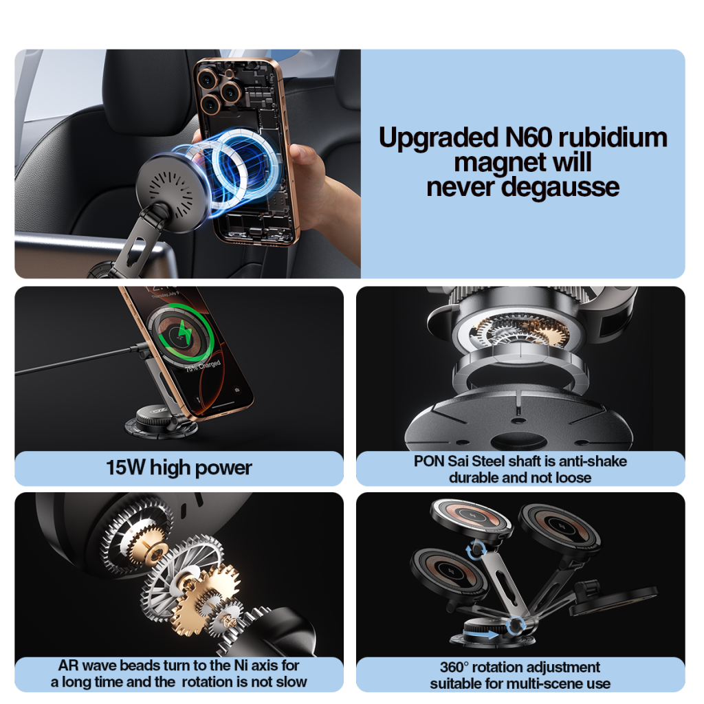 Auto punjač bežični XO Design CX036, 15W, 1.67A, Crni