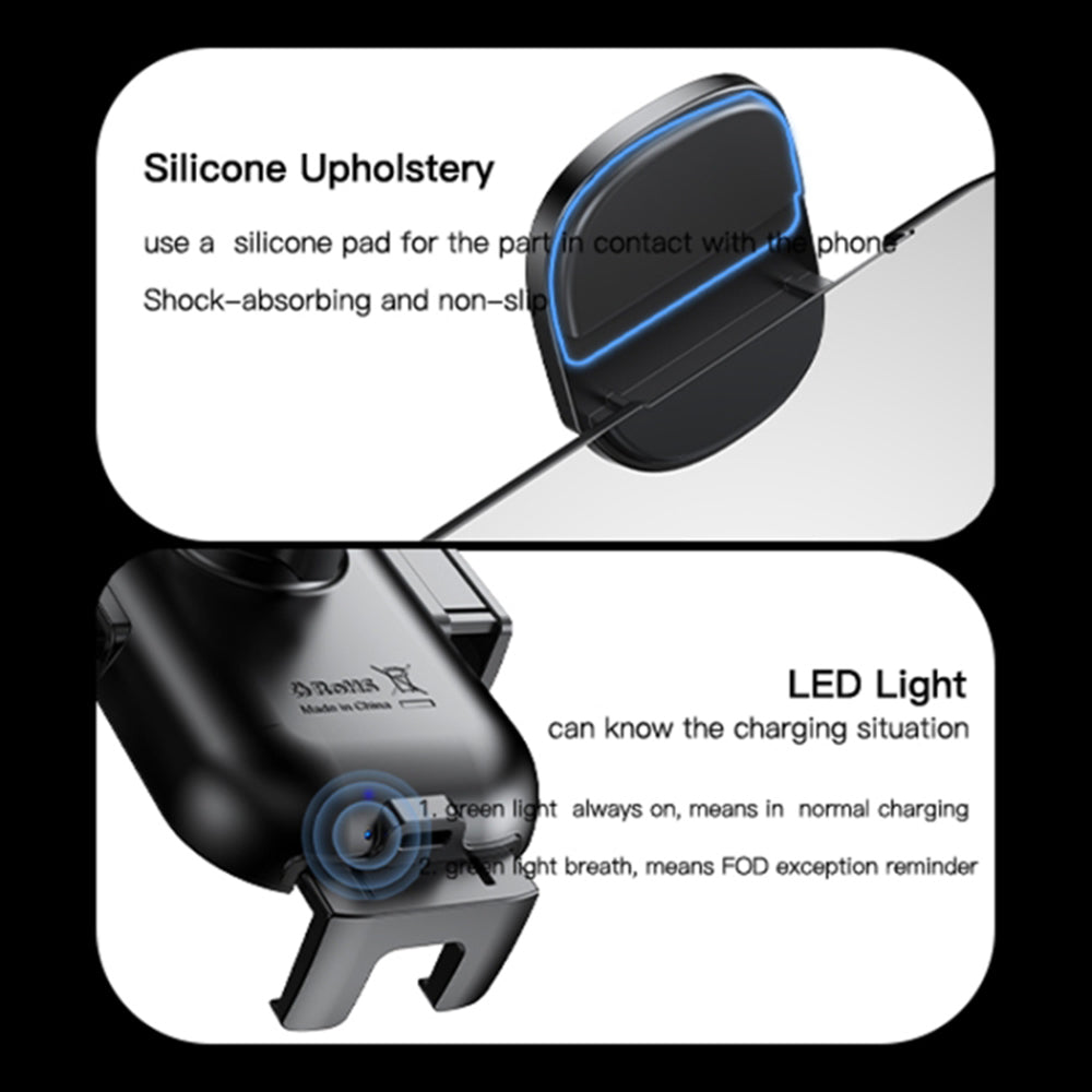 Bežični auto punjač Yesido C197, 15W, 1.67A, Crni